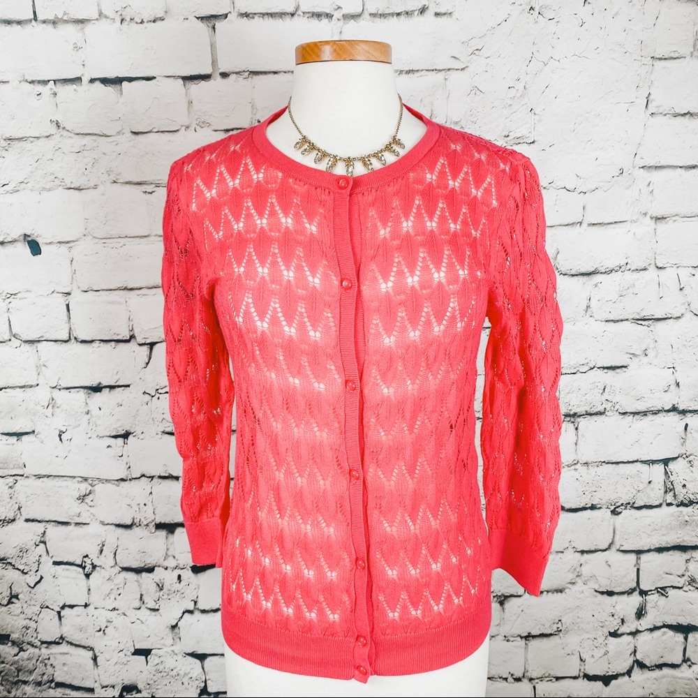 NWT LOFT Button Knit Cardigan Magenta Size Medium
